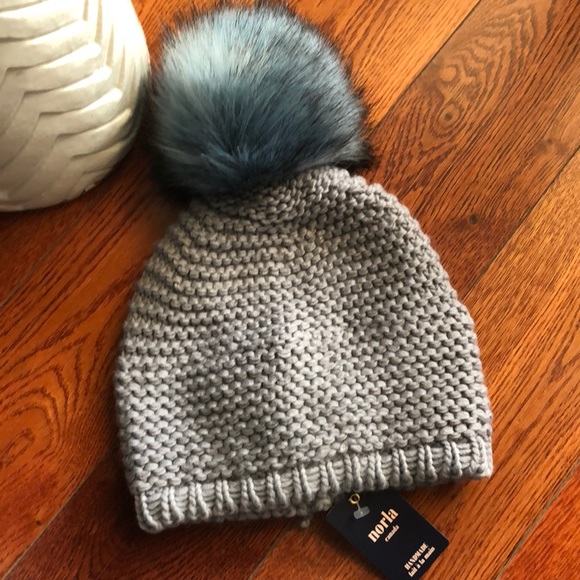 Norla Faux Fur Pompom Cinched Knit Beanie - Picture 2 of 7